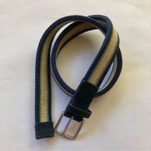 Vintage Banana Republic Men’s Woven Belt Brass Buckle 40” Beige Blue Green